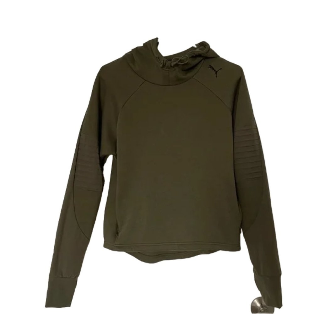Puma Olive Green Sweatshirt Hoodie Womens Size Small